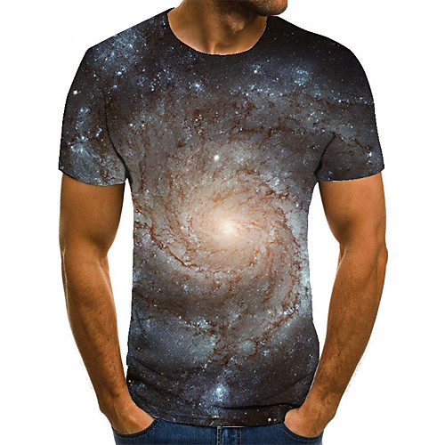 

Men's Unisex Tee T shirt 3D Print Galaxy Graphic Prints Plus Size Print Short Sleeve Casual Tops Basic Fashion Designer Big and Tall Black
