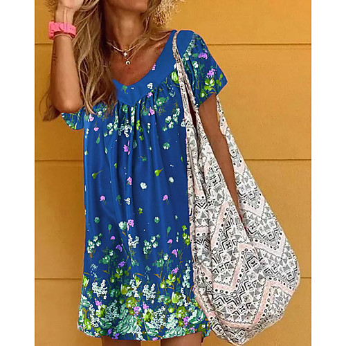 

Women's Shift Dress Knee Length Dress Purple Green Sky Blue Red Short Sleeve Solid Color Spring Summer Casual / Daily 2021 S M L XL XXL XXXL
