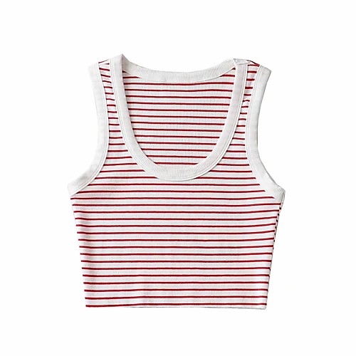 

Women's Casual / Daily Stripes Vest Sleeveless Sweater Cardigans U Neck Spring Summer Red