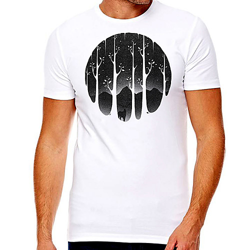 

Men's Unisex Tee T shirt Hot Stamping Graphic Prints Tree Plus Size Print Short Sleeve Casual Tops Cotton Basic Designer Big and Tall White