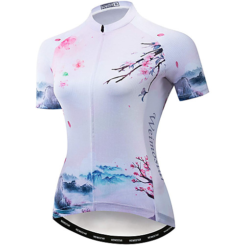 

21Grams Women's Short Sleeve Cycling Jersey Summer Spandex Polyester Pink Floral Botanical Bike Jersey Top Mountain Bike MTB Road Bike Cycling Quick Dry Moisture Wicking Breathable Sports Clothing