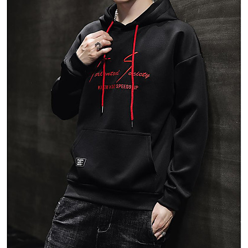 

Men's Pullover Hoodie Sweatshirt Letter Hooded Casual Hoodies Sweatshirts Long Sleeve Loose Gray White Black