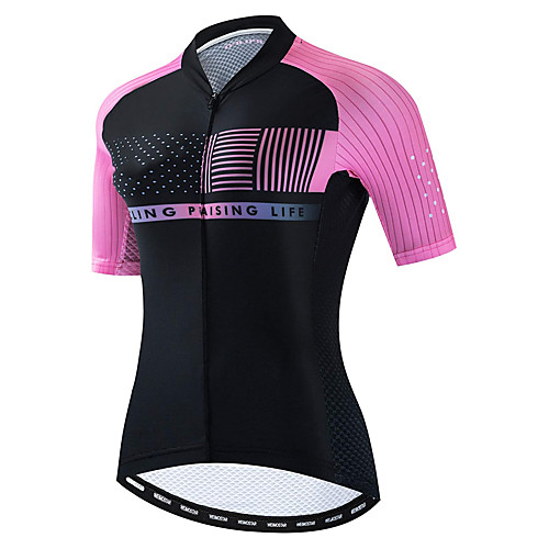 

21Grams Women's Short Sleeve Cycling Jersey Summer Spandex Polyester Pink Polka Dot Stripes Bike Jersey Top Mountain Bike MTB Road Bike Cycling Quick Dry Moisture Wicking Breathable Sports Clothing