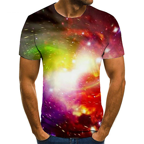 

Men's Unisex Tee T shirt 3D Print Galaxy Graphic Prints Plus Size Print Short Sleeve Casual Tops Basic Fashion Designer Big and Tall Rainbow