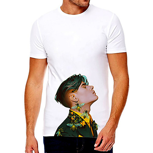 

Men's Unisex Tee T shirt Hot Stamping Graphic Prints Human Plus Size Print Short Sleeve Casual Tops Cotton Basic Fashion Designer Big and Tall White