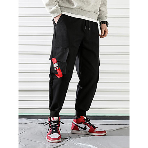 

Men's Chino Harem Loose Pants Pants Solid Color Ankle-Length Black