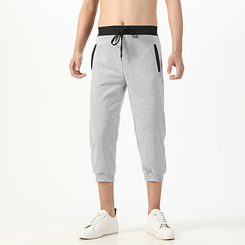 

Men's Shorts Casual / Sporty Outdoor Sports Sports Beach Chinos Pants Color Block Calf-Length Patchwork Black Light gray Dark Gray