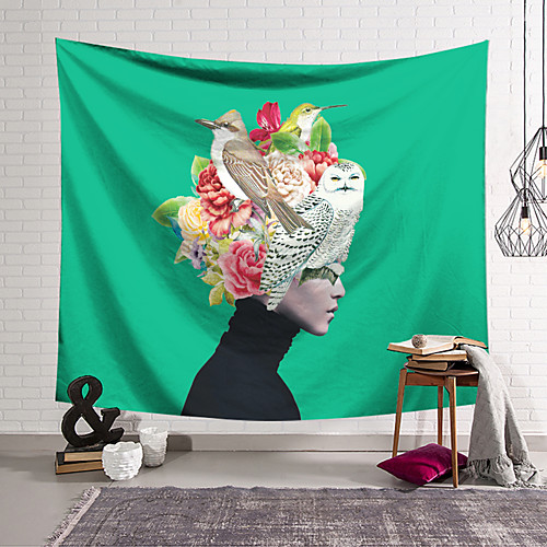 

Modern Floral Woman Wall Tapestry Art Decor Blanket Curtain Hanging Home Bedroom Living Room Decoration Polyester