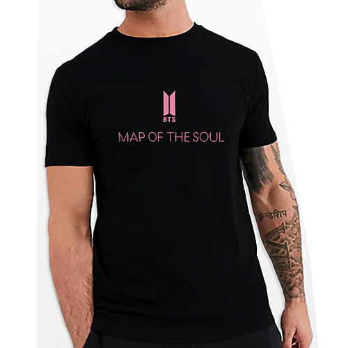

Men's Unisex Tee T shirt Hot Stamping Graphic Prints Letter Plus Size Print Short Sleeve Casual Tops Cotton Basic Fashion Designer Big and Tall Black