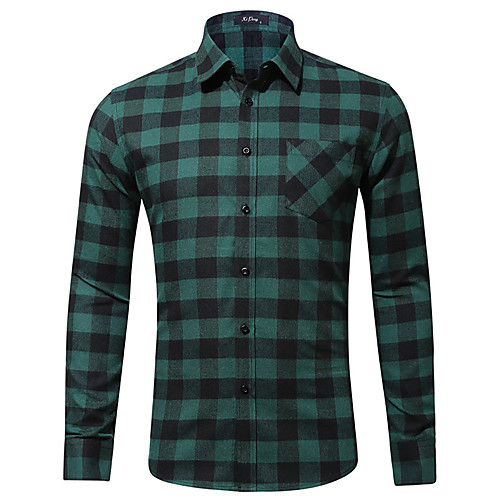

Men's Shirt Tartan Long Sleeve Casual Tops 100% Cotton Simple Casual Breathable Comfortable Black / Red Black / White Red / White
