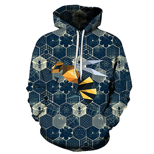 

Men's Unisex Plus Size Pullover Hoodie Sweatshirt Graphic Prints Bee Print Hooded Casual Daily Holiday 3D Print Basic Designer Hoodies Sweatshirts Long Sleeve Blue Green Navy Blue