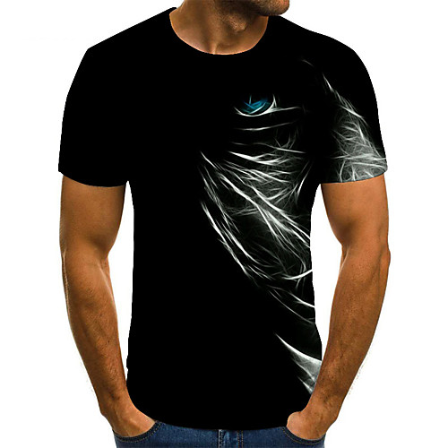 

Men's Unisex Tee T shirt 3D Print Abstract Graphic Prints Plus Size Print Short Sleeve Casual Tops Basic Fashion Designer Big and Tall Black
