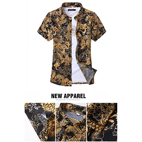 

Men's Shirt Other Prints Graphic Short Sleeve Casual Tops Fashion Black