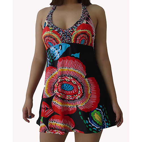 

Women's One Piece Swim Dress Swimsuit Open Back Red Swimwear Bathing Suits New Vacation Fashion / Padded Bras / Beach