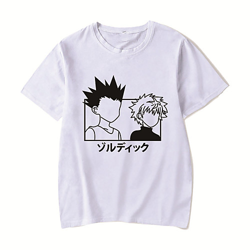 

Men's Unisex Tee T shirt Shirt Hot Stamping Anime Graphic Prints Plus Size HUNTERXHUNTER Print Short Sleeve Casual Tops Cotton Basic Designer Big and Tall Round Neck White Red Blushing Pink / Summer