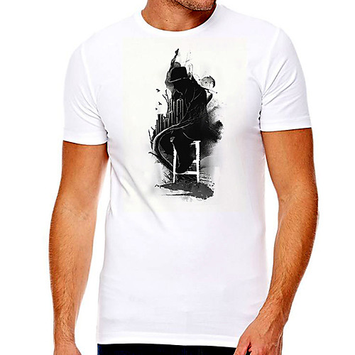 

Men's Unisex Tee T shirt Hot Stamping Graphic Prints Plus Size Print Short Sleeve Casual Tops Cotton Basic Designer Big and Tall White