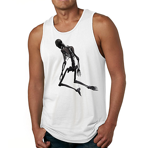 

Men's Tank Top Undershirt 3D Print Graphic Prints Skull Print Sleeveless Daily Tops Casual Designer Big and Tall White