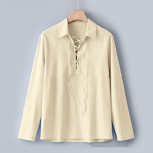 

Men's Shirt Solid Color Drawstring Long Sleeve Casual Tops Lightweight Casual Fashion Breathable White Black Blue
