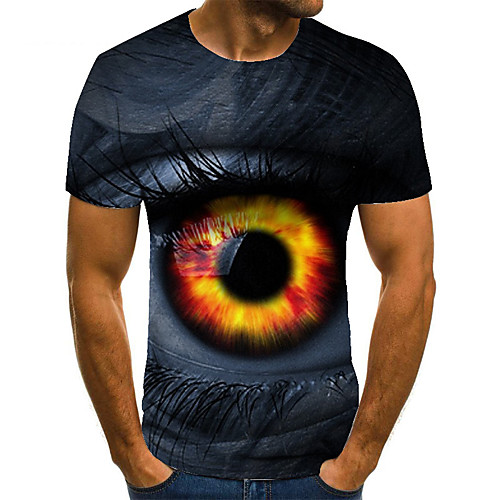 

Men's Unisex Tee T shirt 3D Print Graphic Prints Eye Plus Size Print Short Sleeve Casual Tops Basic Fashion Designer Big and Tall Gray