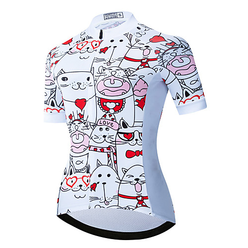 

21Grams Women's Short Sleeve Cycling Jersey Summer Spandex Polyester White Animal Bike Jersey Top Mountain Bike MTB Road Bike Cycling Quick Dry Moisture Wicking Breathable Sports Clothing Apparel