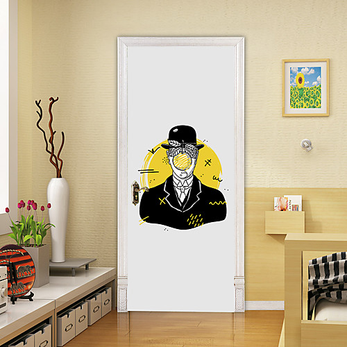 

2pcs Self-adhesive Creative Cartoon Character Door Stickers For Living Room Diy Decoration Home Waterproof Wall Stickers