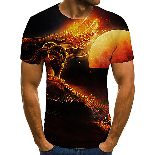 

Men's Unisex Tee T shirt 3D Print Graphic Prints Wings Plus Size Print Short Sleeve Casual Tops Basic Fashion Designer Big and Tall Black