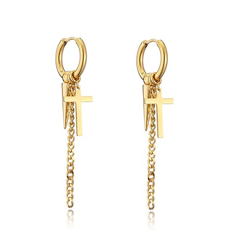 

Men's Earrings Classic Holiday Birthday Stylish Simple Stainless Steel Earrings Jewelry Gold For Street Formal Date Festival 1pc