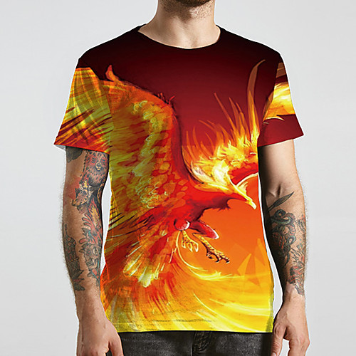 

Men's Unisex Tee T shirt Shirt 3D Print Graphic Prints Phoenix Plus Size Print Short Sleeve Casual Tops Basic Designer Big and Tall Round Neck Orange / Summer