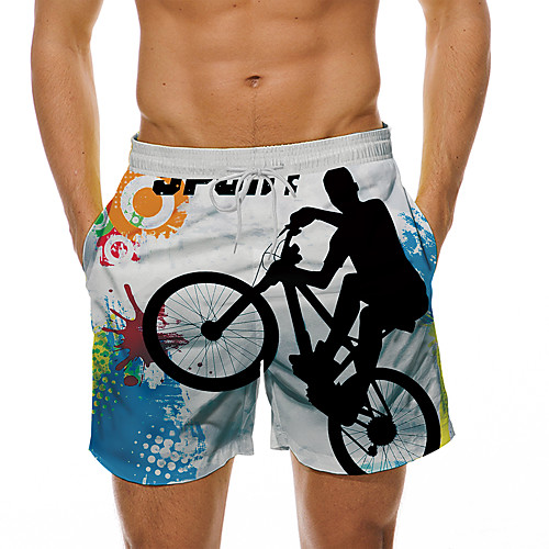 

Men's Casual Designer Quick Dry Breathable Beach Swimming Pool Shorts Bermuda shorts Board Shorts Pants Graphic Prints Bicycle Short 3D Print Drawstring Elastic Waist Black / Summer