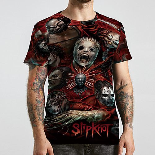 

Men's Unisex Tee T shirt 3D Print Graphic Prints Skull Plus Size Print Short Sleeve Casual Tops Basic Designer Big and Tall Red