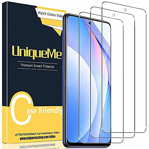 

uniqueme [3 pieces protective film for xiaomi mi 10t lite tempered glass with installation tool, [easy installation] tempered xiaomi mi 10t lite screen protector.