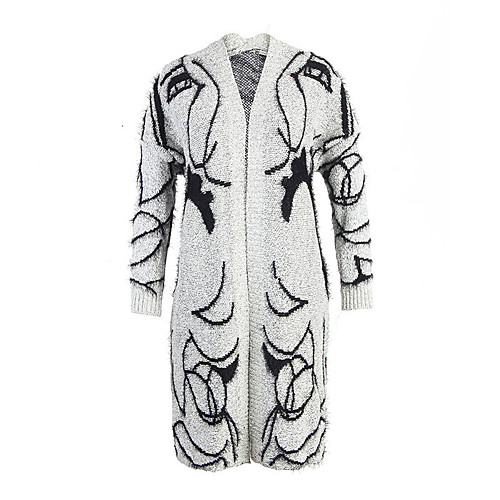 

Women's Print Sweater Long Sleeve Sweater Cardigans V Neck Photo Color