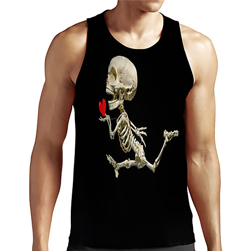 

Men's Unisex Tank Top Undershirt 3D Print Graphic Prints Skull Plus Size Print Sleeveless Casual Tops Basic Designer Big and Tall Black