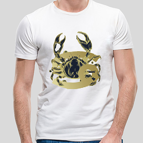 

Men's Unisex Tee T shirt Hot Stamping Graphic Prints Animal Plus Size Print Short Sleeve Casual Tops 100% Cotton Basic Designer Big and Tall White