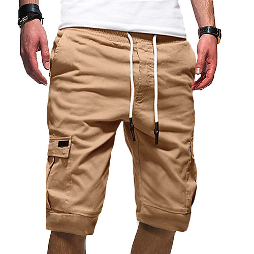 

Men's Cargo Shorts Chinos Shorts Bermuda shorts Pants Solid Colored Knee Length Army Green Black Khaki Dark Gray Navy Blue