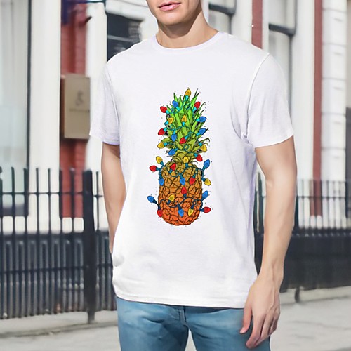 

Men's Unisex T shirt Hot Stamping Fruit Plus Size Print Short Sleeve Daily Tops 100% Cotton Basic Casual Round Neck White Black Gray / Summer