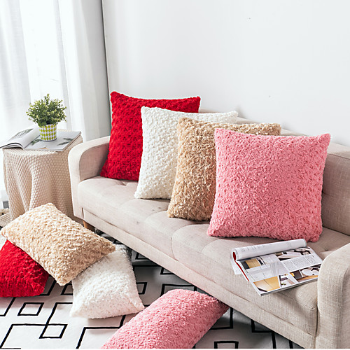 

Cushion Cover Cotton Fashion Three-dimensional Rose Flower Plush Sofa Cushion Cover