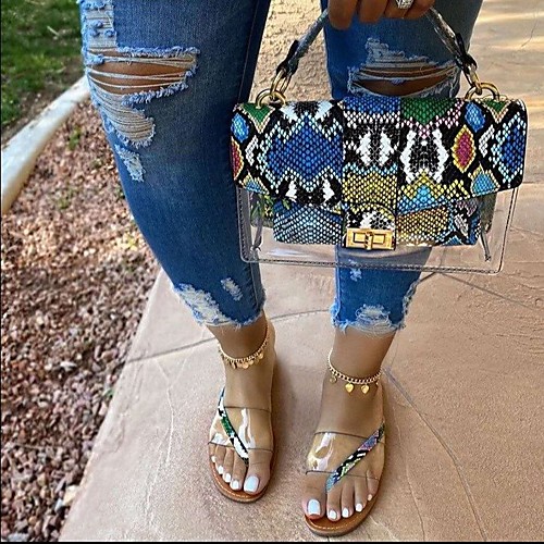 

Women's Sandals Outdoor Slippers Flat Heel Round Toe PVC Dark Brown