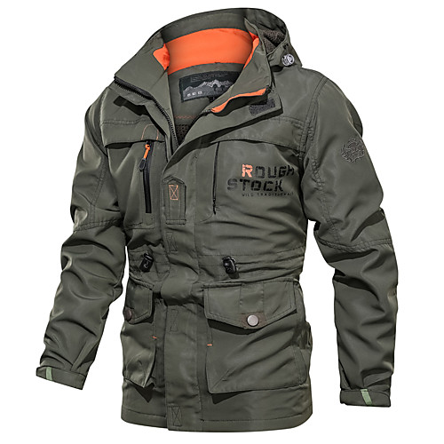 

Men's Hoodie Jacket Hiking Windbreaker Military Tactical Jacket Nylon Outdoor Waterproof Windproof Multi-Pockets Quick Dry Outerwear Coat Top Hunting Fishing Climbing khaki Black Army Green