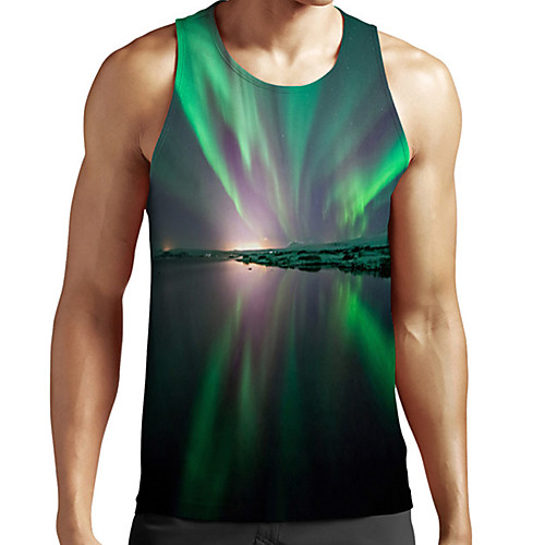 

Men's Unisex Tank Top Undershirt 3D Print Scenery Graphic Prints Plus Size Print Sleeveless Casual Tops Basic Fashion Designer Breathable Green