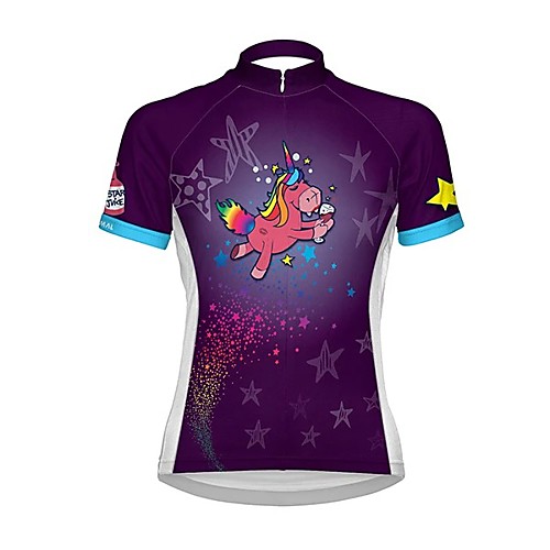 

21Grams Women's Short Sleeve Cycling Jersey Summer Spandex Polyester Violet Stars Bike Jersey Top Mountain Bike MTB Road Bike Cycling Quick Dry Moisture Wicking Breathable Sports Clothing Apparel