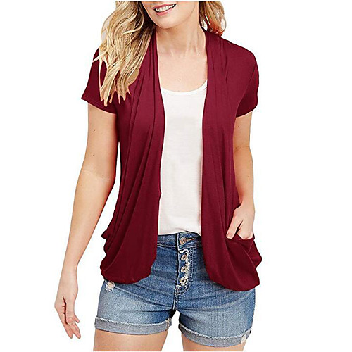 

Women's Coat Casual / Daily Summer Regular Coat Regular Fit Casual Jacket Solid Color Others Sapphire Wine Red / Cotton