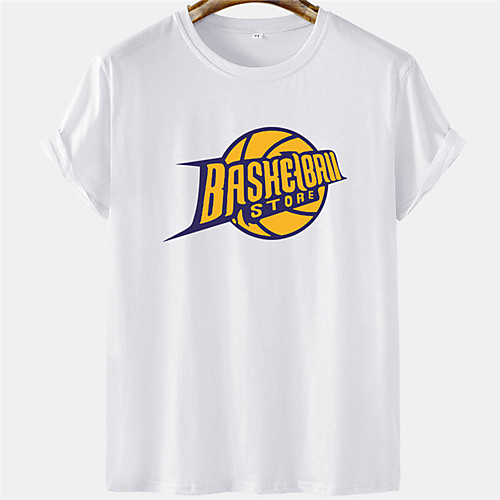

Men's Unisex Tee T shirt Hot Stamping Graphic Prints Basketball Letter Plus Size Short Sleeve Casual Tops 100% Cotton Basic Designer Big and Tall White Black Gray