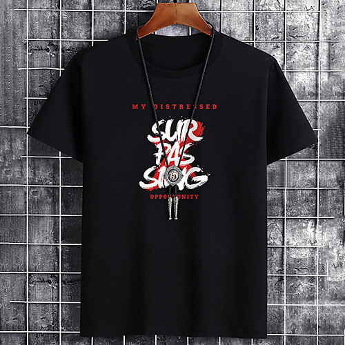 

Men's Unisex Tee T shirt Hot Stamping Graphic Prints Letter Plus Size Print Short Sleeve Casual Tops Cotton Basic Fashion Designer Big and Tall White Black Khaki
