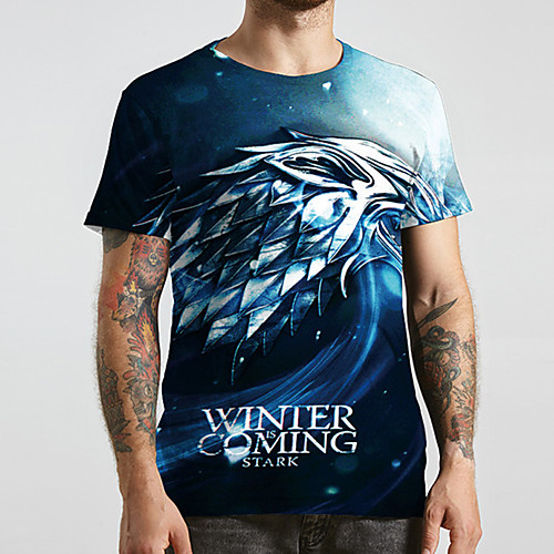 

Men's Unisex Tee T shirt 3D Print Anime Graphic Prints Plus Size Print Short Sleeve Casual Tops Basic Designer Big and Tall Blue