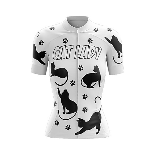 

21Grams Women's Short Sleeve Cycling Jersey Summer Spandex Polyester White Cat Animal Bike Jersey Top Mountain Bike MTB Road Bike Cycling Quick Dry Moisture Wicking Breathable Sports Clothing Apparel