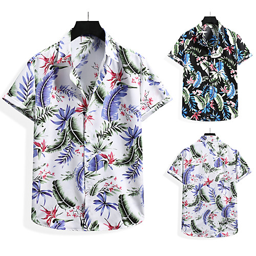 

Men's Shirt Other Prints Graphic Prints Print Short Sleeve Casual Tops Boho White Black