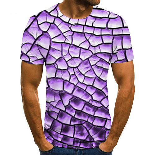 

Men's Unisex Tee T shirt 3D Print Graphic Prints Crack Plus Size Print Short Sleeve Casual Tops Basic Fashion Designer Big and Tall Purple