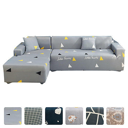 

High Quality Print Dustproof All-powerful Slipcovers Stretch L Shape Sofa Cover Super Soft Fabric Couch Cover Sofa Furniture Protector With One Free Boster Case