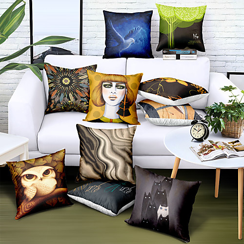 

Double Side Cushion Cover 1PC Faux Linen Soft Decorative Square Throw Pillow Cover Cushion Case Pillowcase for Sofa Bedroom Superior Quality Machine Washable
